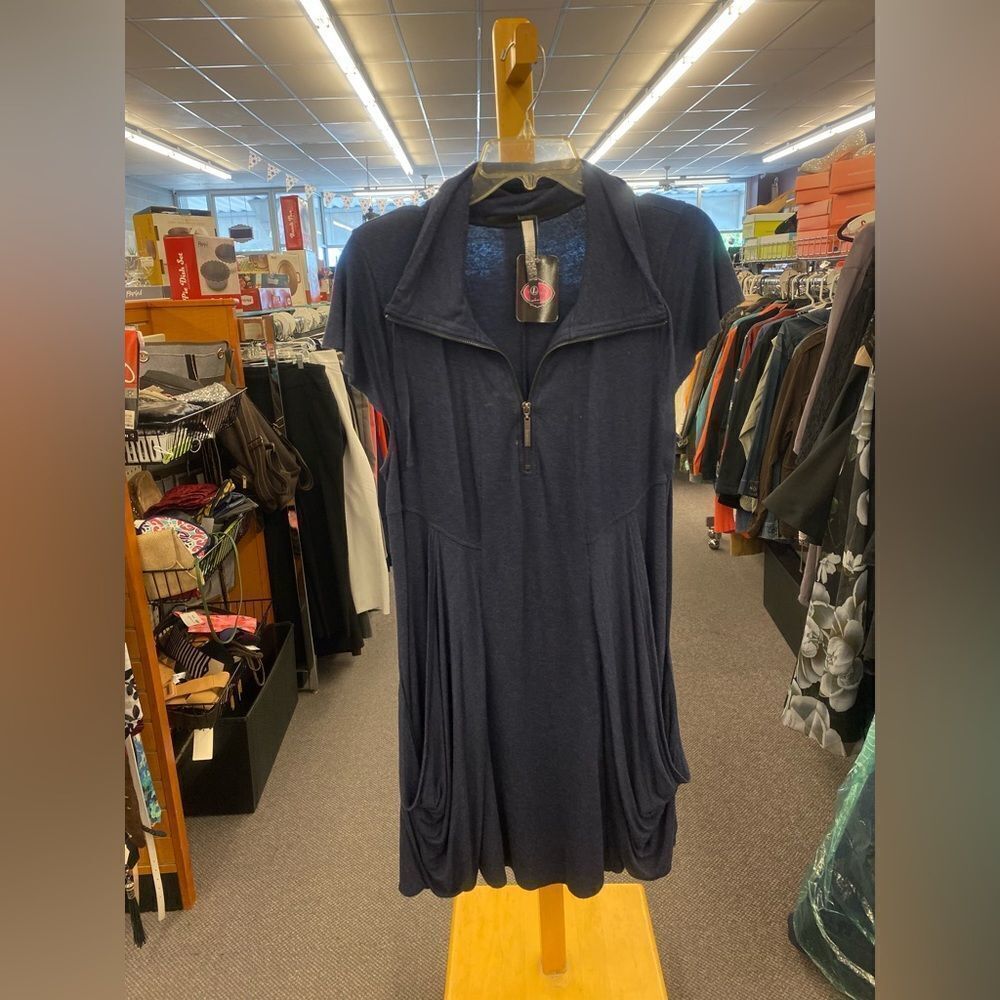 🛍️ Kensie Ladies Lg BLue Hoodie Dress